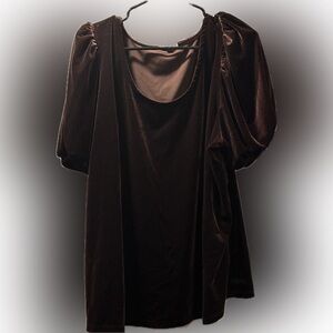 Maurices Brown Velvet Blouse with Balloon Sleeves